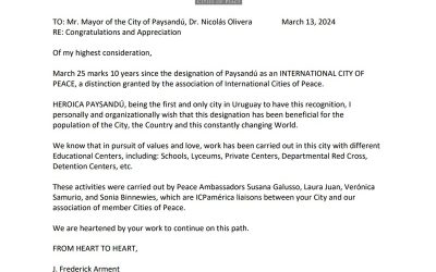 Paysandú ciudad comprometida con la paz 10 años